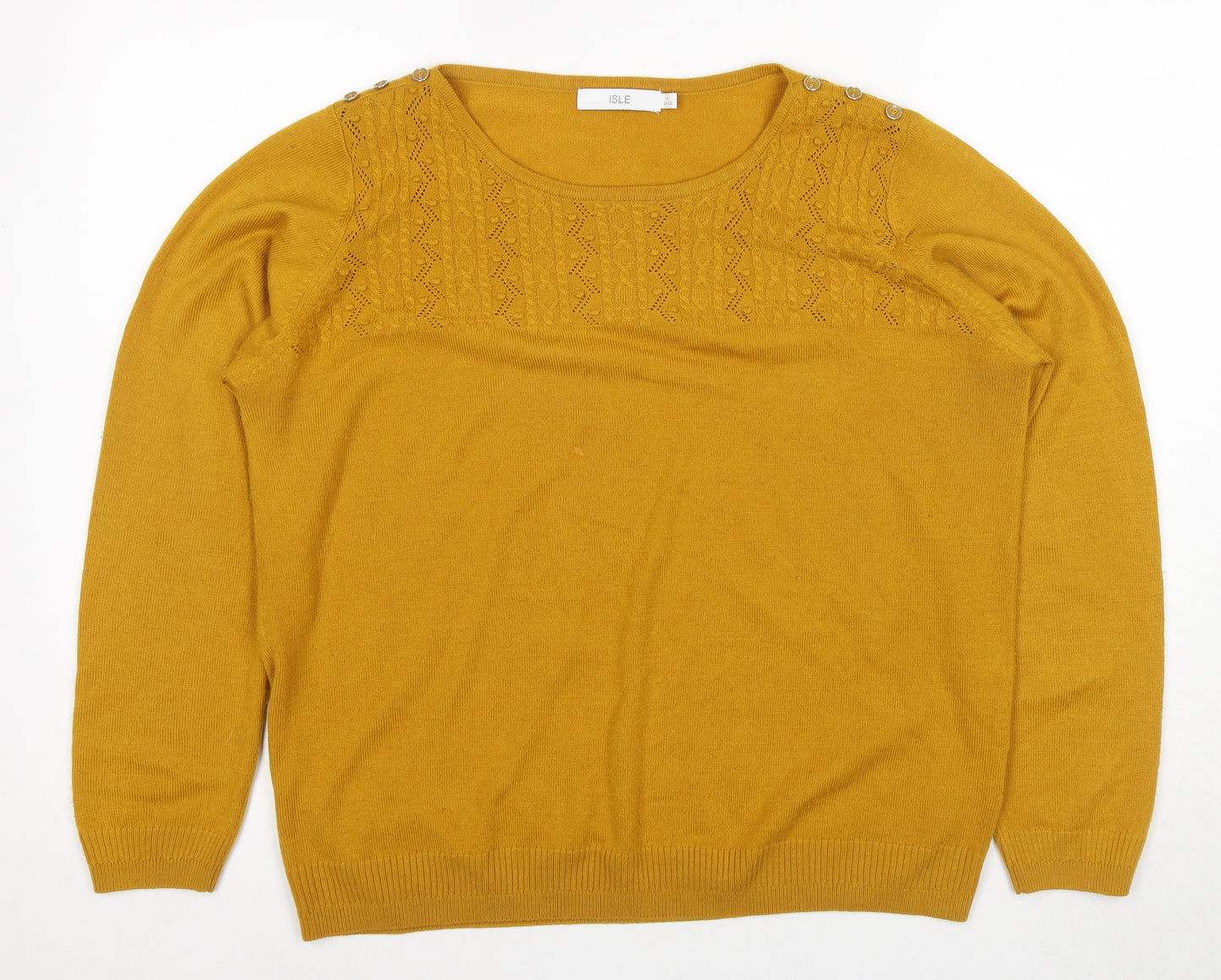 ISLE Women's Yellow Knit Pullover Jumper M Casual
