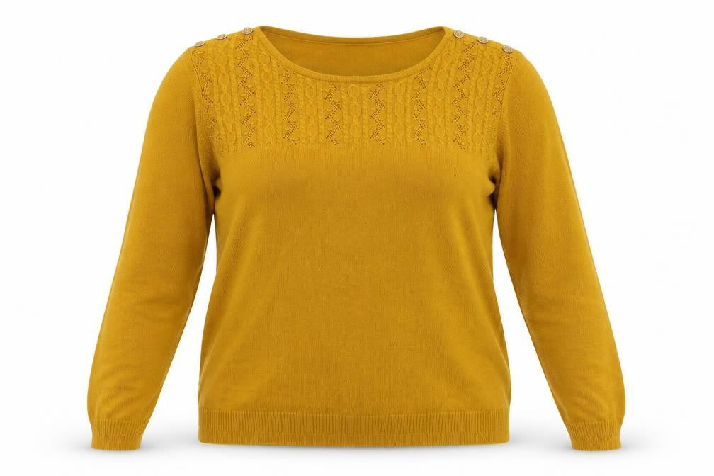 Front view of ISLE Women's Yellow Knit jumper M Casual