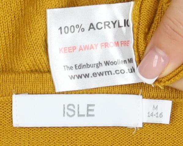 ISLE Women's Yellow Knit Pullover Jumper M Casual