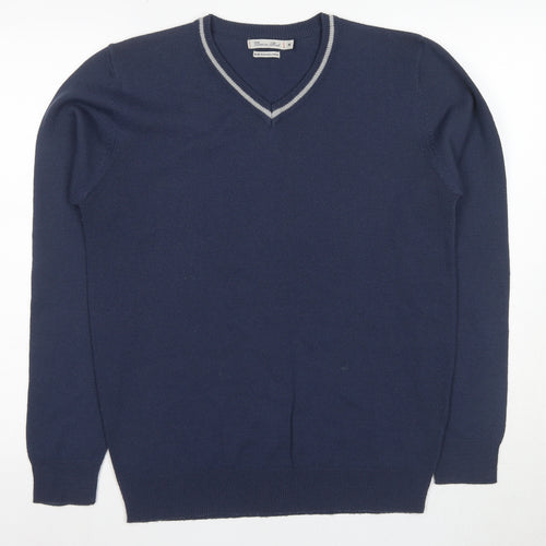 Il Gufo Men's Blue V-Neck Pullover Jumper M