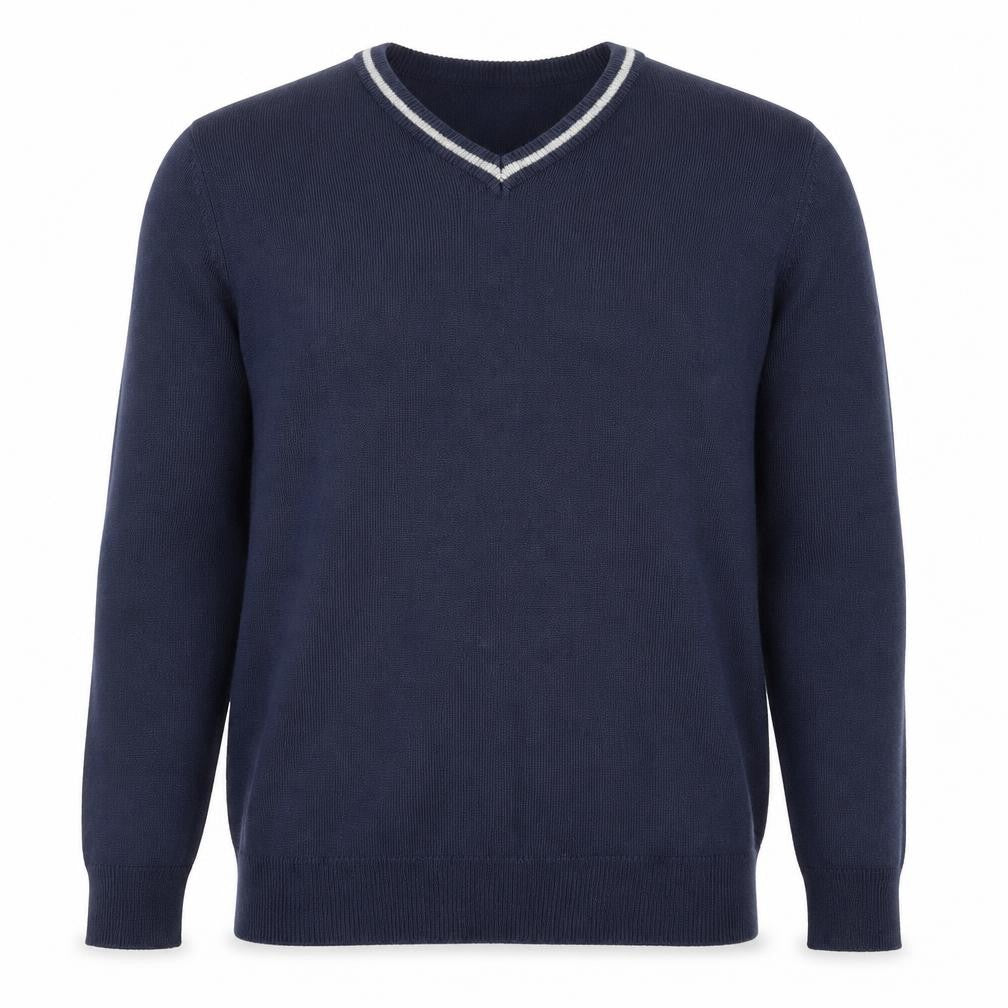 Front view of Il Gufo Men's Blue V-Neck jumper M