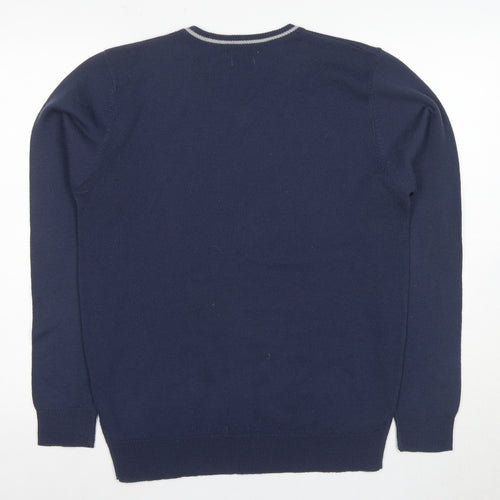 Il Gufo Men's Blue V-Neck Pullover Jumper M