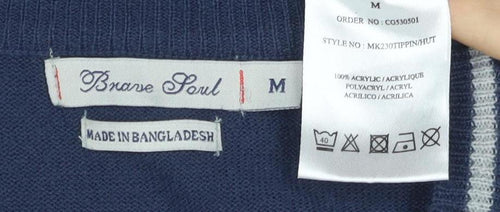 Il Gufo Men's Blue V-Neck Pullover Jumper M