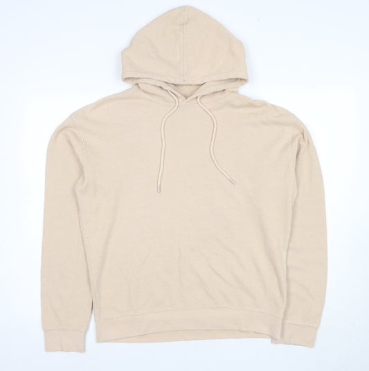 FRIEND Men's Beige Pullover Hoodie, Size S, Knit, Logo Accent