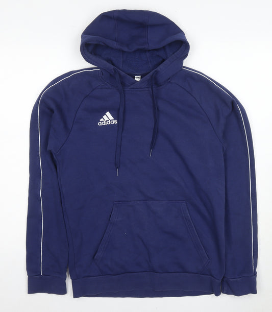 Adidas Men's Blue Pullover Hoodie, Size S, Logo Accent