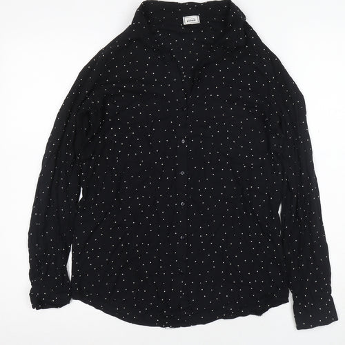 Pimkie Women's Black Polka Dot Button-Up Shirt XS