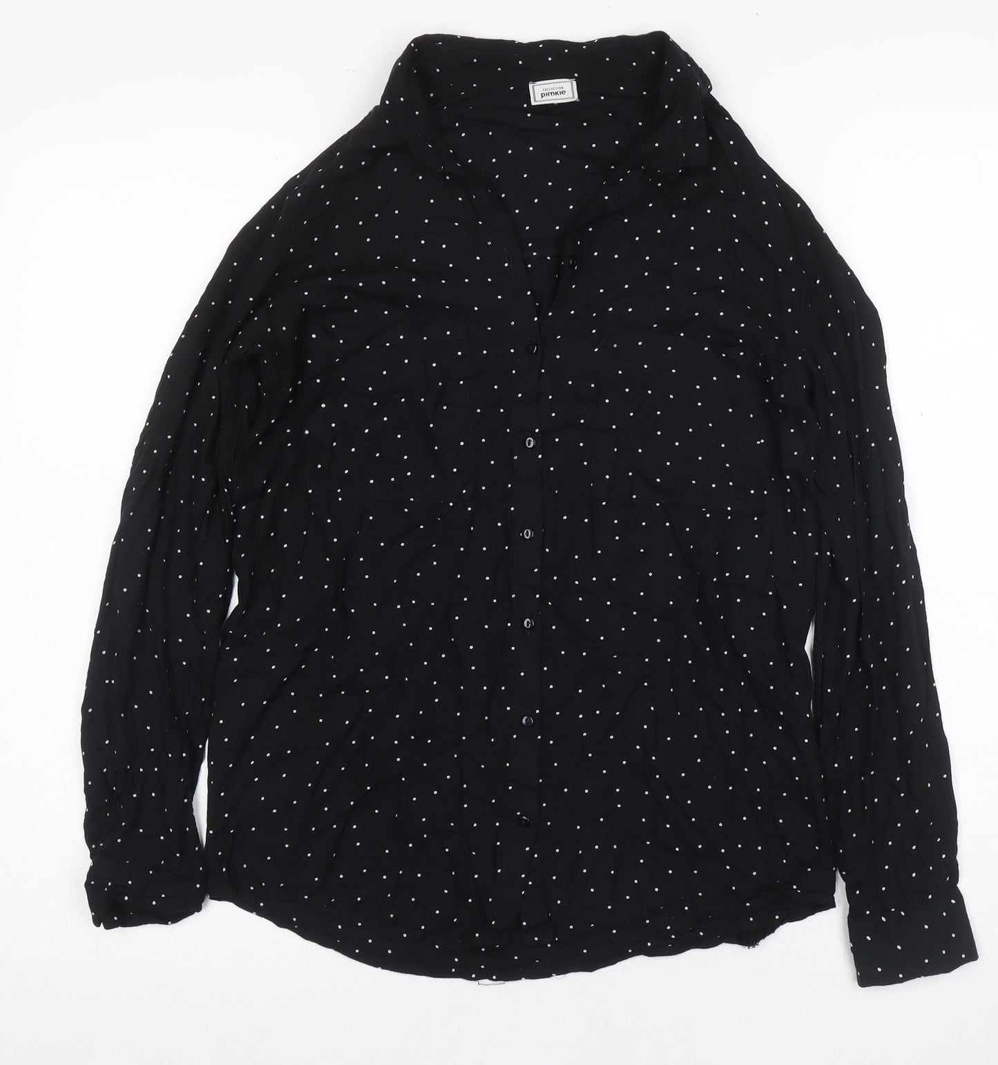 Pimkie Women's Black Polka Dot Button-Up Shirt XS