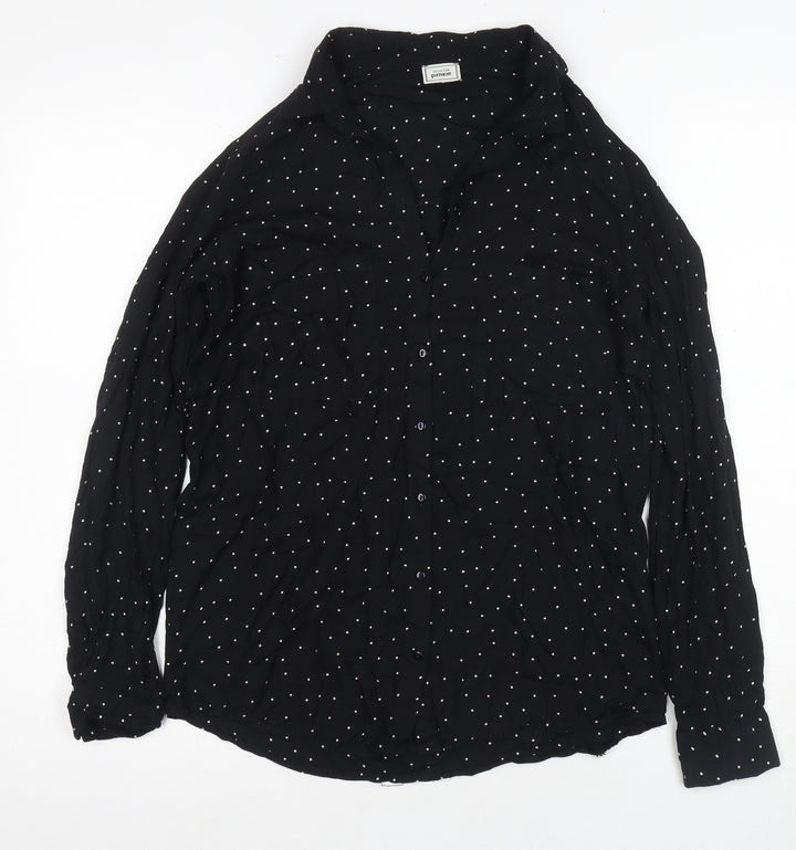 Pimkie Women's Black Polka Dot Button-Up Shirt XS