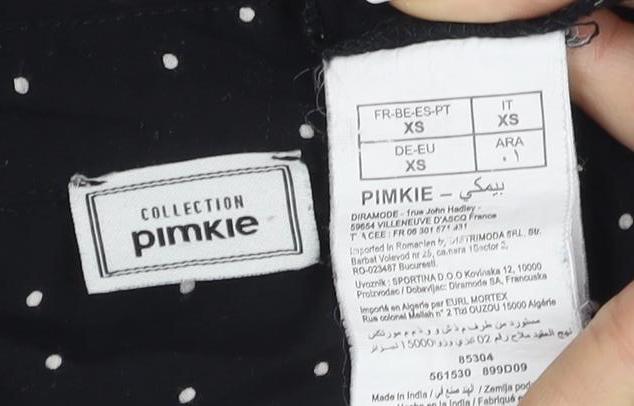 Pimkie Women's Black Polka Dot Button-Up Shirt XS