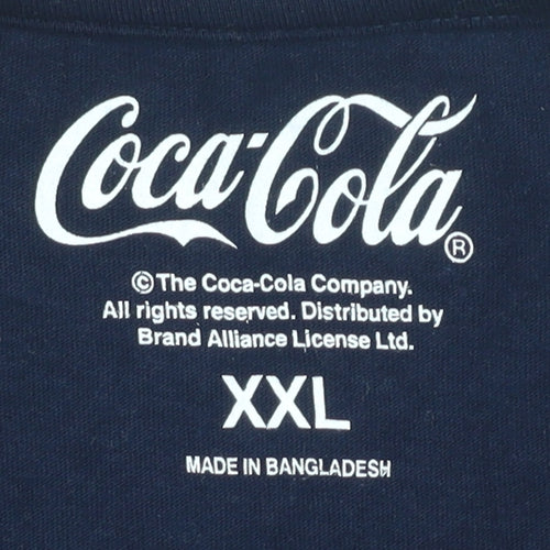 Coca-Cola Men's Blue 2XL Christmas T-Shirt