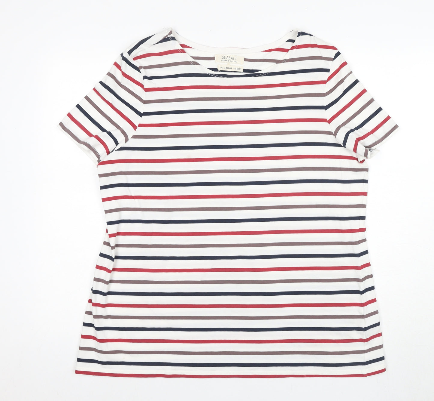 SEASALT Women's Multicoloured Striped T-Shirt, Size 16