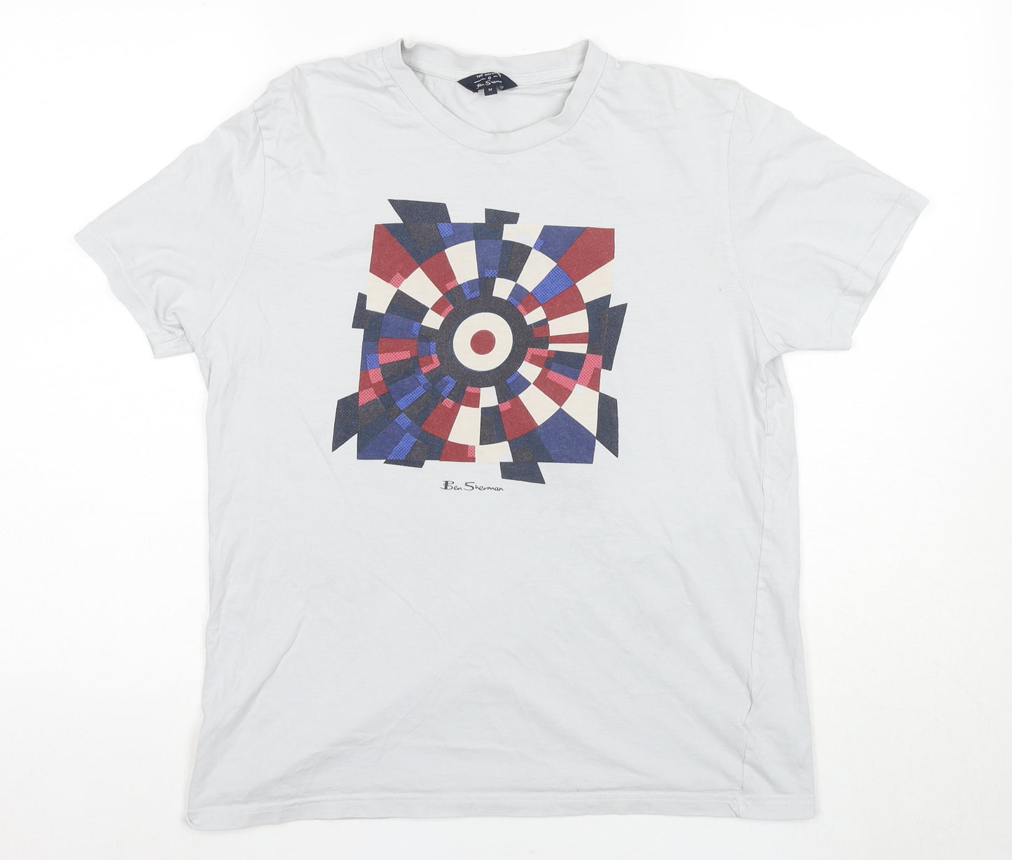 Ben Sherman Men's White Graphic Print T-Shirt Medium