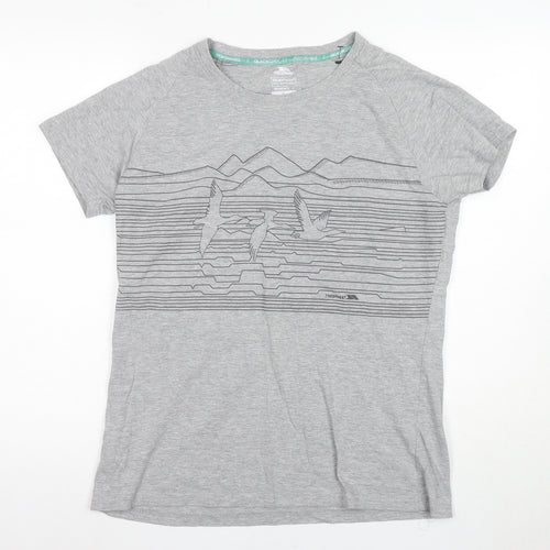 Trespass Unisex Grey Graphic Print T-Shirt XL Quick Dry
