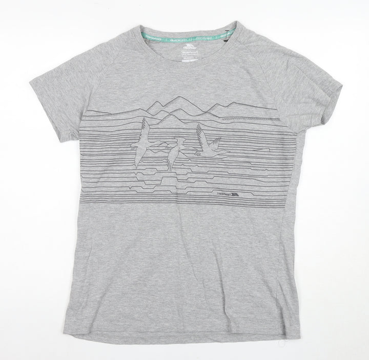 Trespass Unisex Grey Graphic Print T-Shirt XL Quick Dry