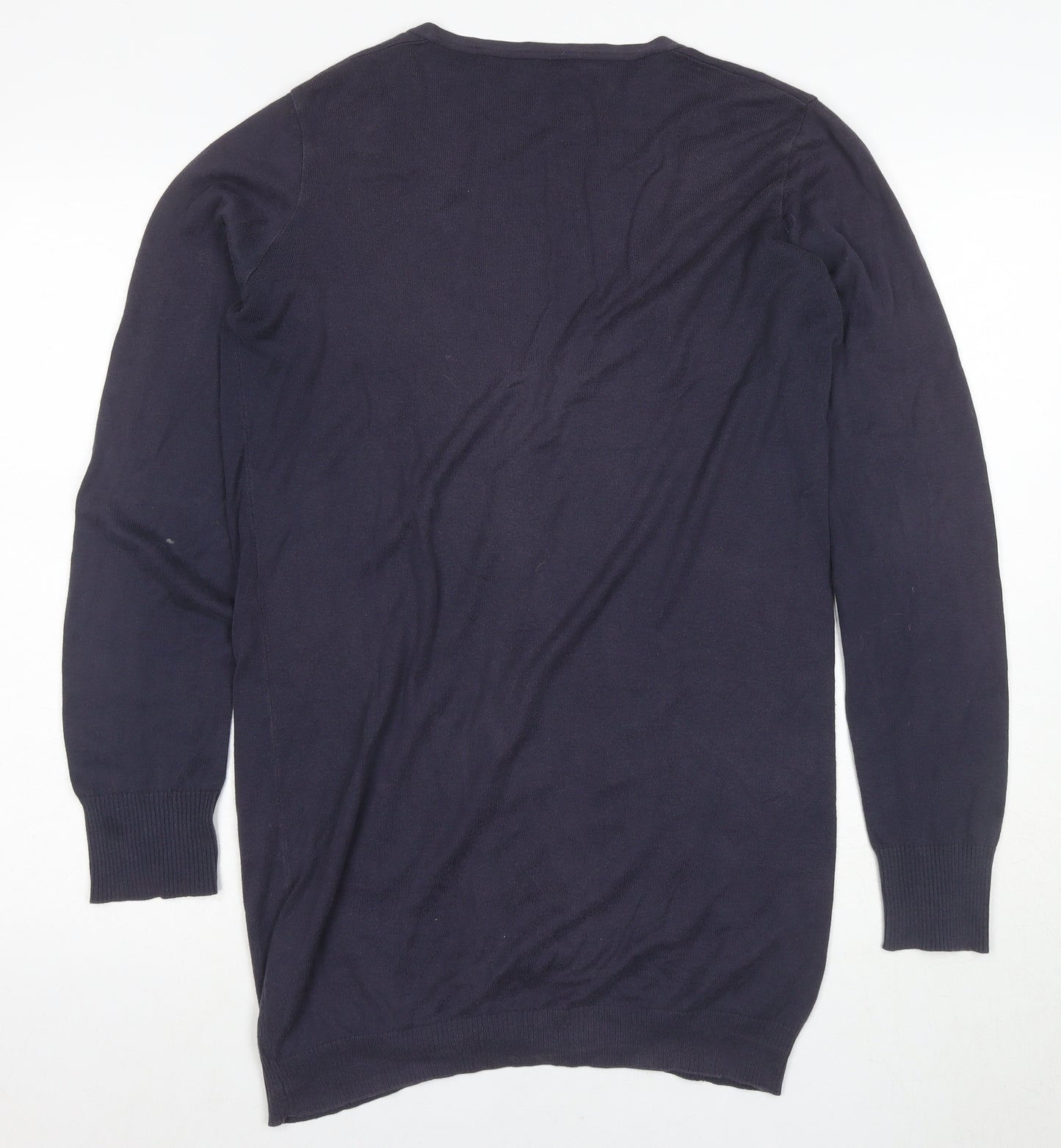 Benetton Women's Blue V-Neck Henley Jumper M