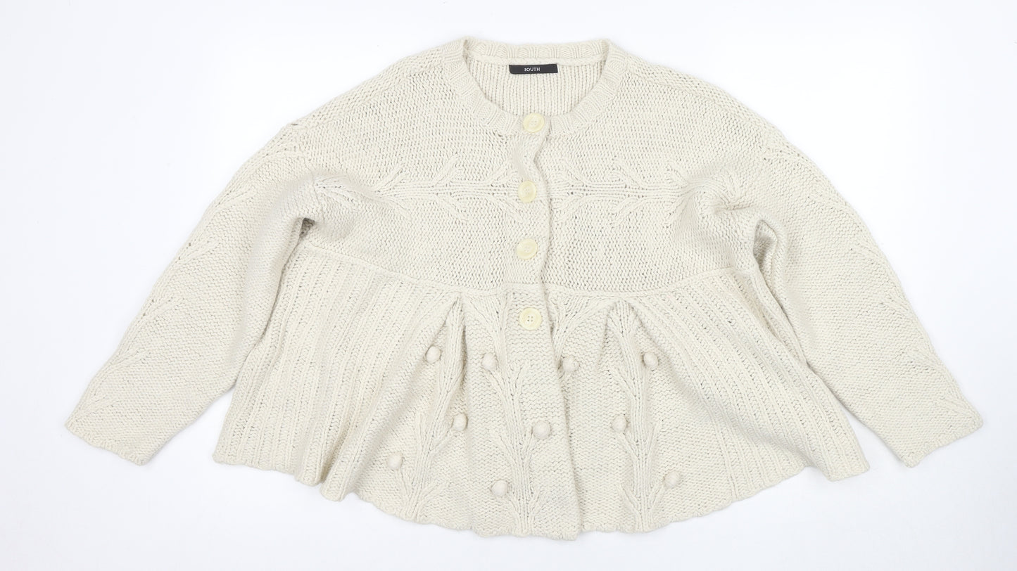 South Women's Ivory Cable-Knit Cardigan Size 22