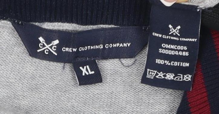 Crew Clothing Men's Grey Full Zip Jumper XL