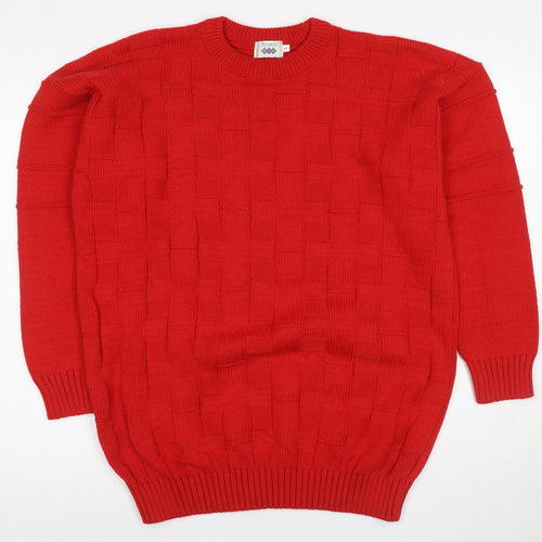Stewarts Red Geometric Cotton Pullover Jumper L