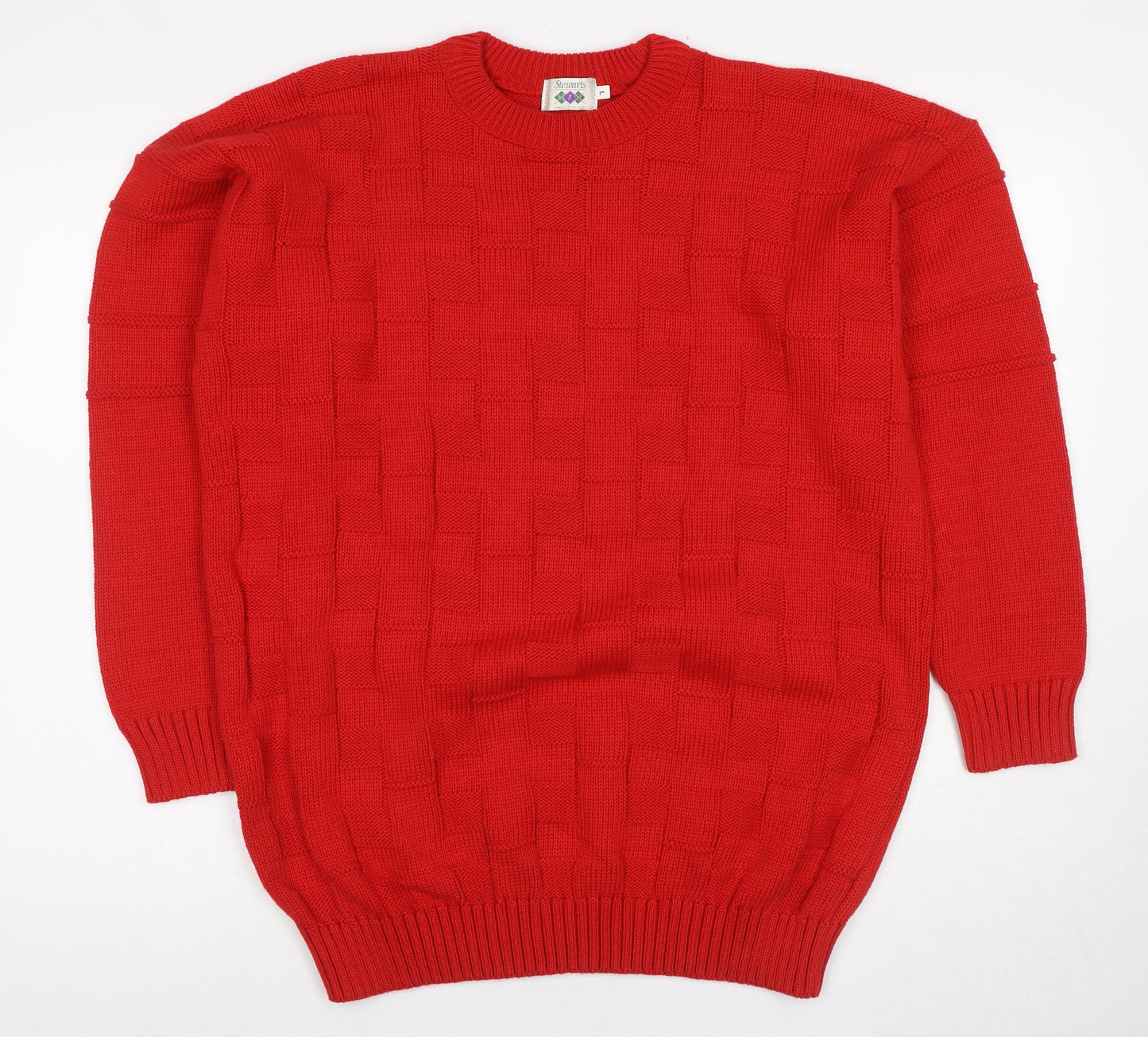 Stewarts Red Geometric Cotton Pullover Jumper L