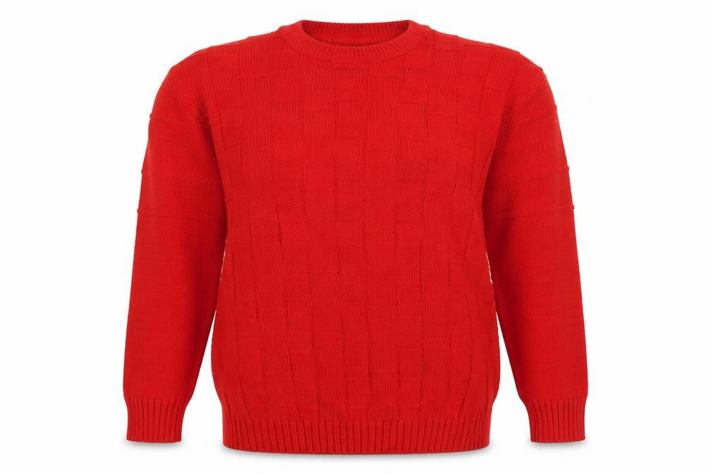 Front view of Stewarts Red Geometric Cotton jumper L