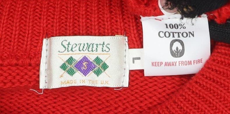 Stewarts Red Geometric Cotton Pullover Jumper L