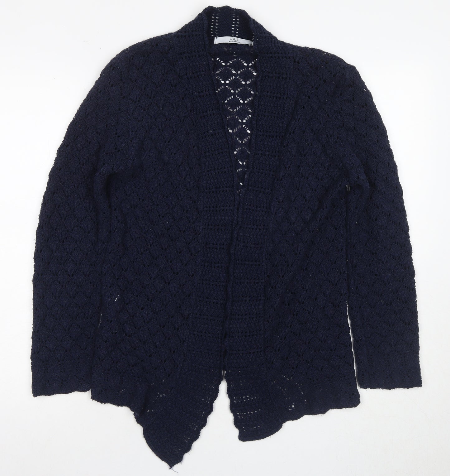 Isle Essentials Women's Blue Open-Knit Cardigan S