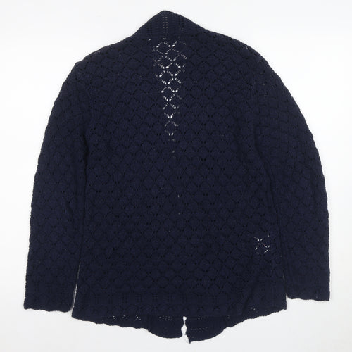 Isle Essentials Women's Blue Open-Knit Cardigan S