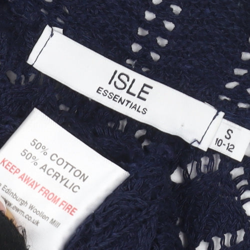 Isle Essentials Women's Blue Open-Knit Cardigan S