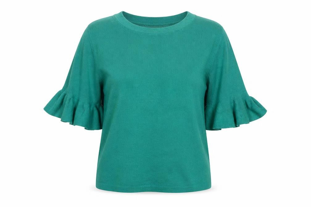 Front view of Oasis Green Flared Sleeve Women's T-Shirt S