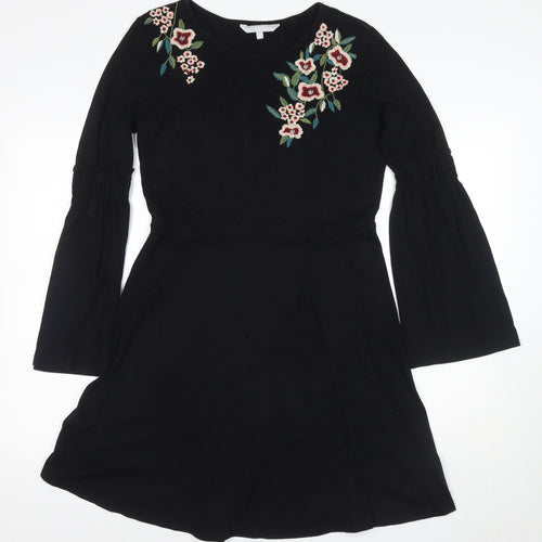 Red Herring Girls Black Floral A-Line Dress Size 12