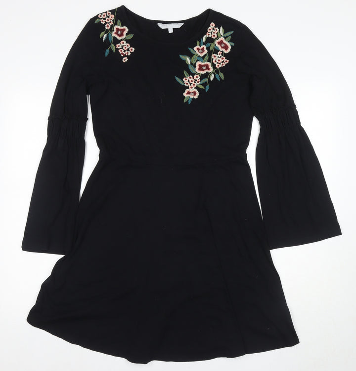 Red Herring Girls Black Floral A-Line Dress Size 12