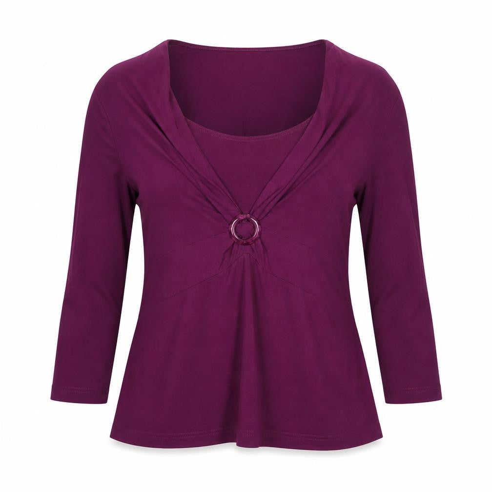 Front view of Gerry Weber Women's Purple 3/4 Sleeve Blouse, size 12