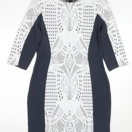 Warehouse Women's Black & White Sheath Dress UK 14