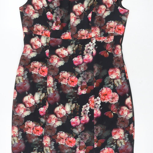 Red Herring Women's Multicoloured Floral Sheath Dress Size 14