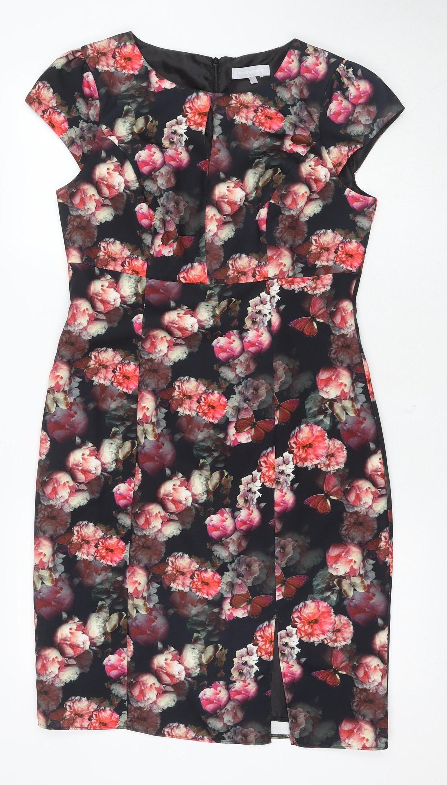 Red Herring Women's Multicoloured Floral Sheath Dress Size 14