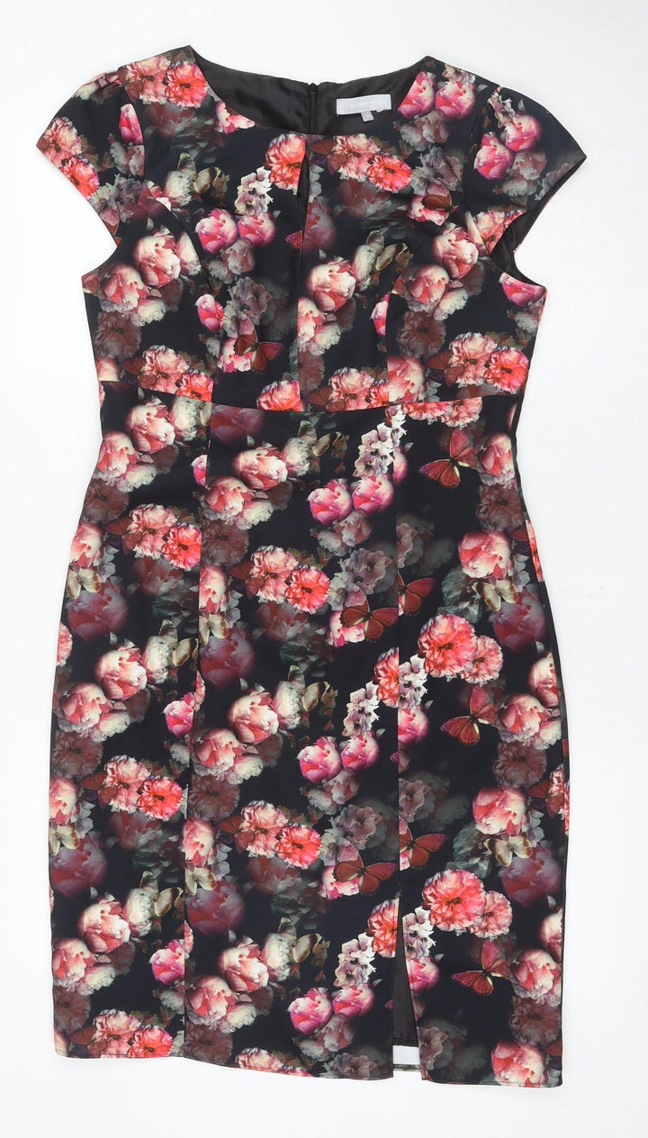 Red Herring Women's Multicoloured Floral Sheath Dress Size 14