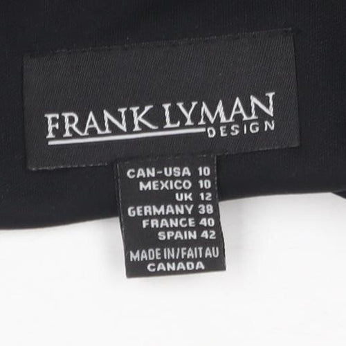 Frank Lyman Women’s Black/White Dress, Size 10, Elegant V-Neck