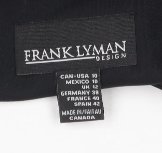 Frank Lyman Women’s Black/White Dress, Size 10, Elegant V-Neck