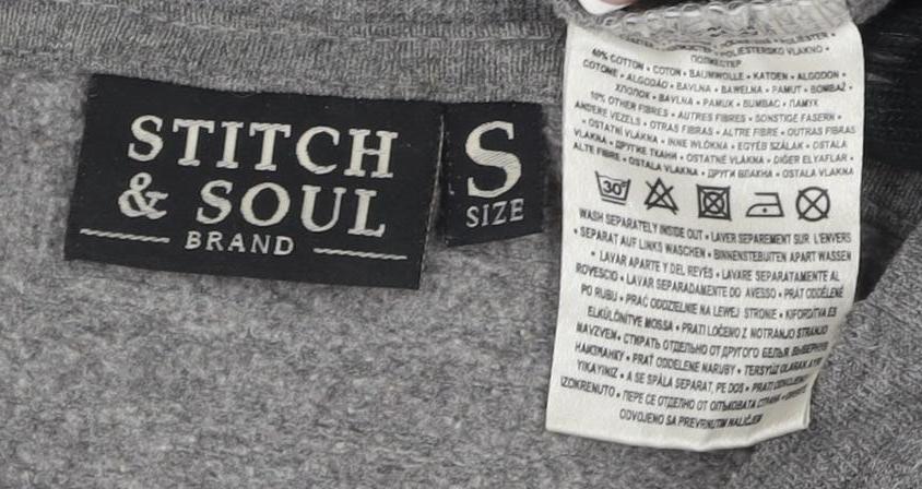 Stitch & Soul Men's Grey Graphic Print Pullover Sweatshirt