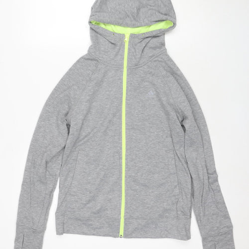 Adidas Women's Grey Full Zip Hoodie, Size S