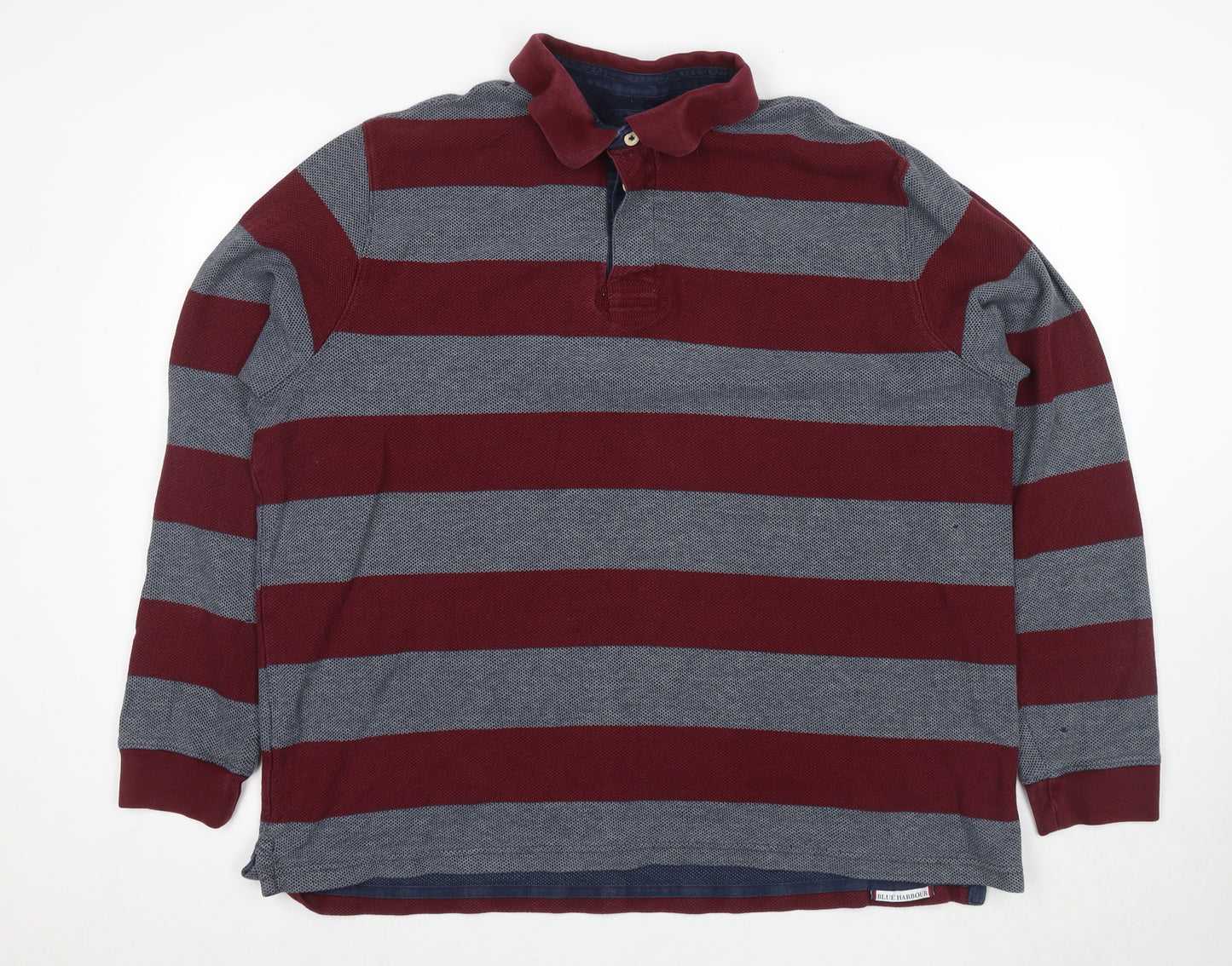 Marks and Spencer Men's Red Striped 3XL Polo