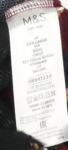 Marks and Spencer Men's Red Striped 3XL Polo