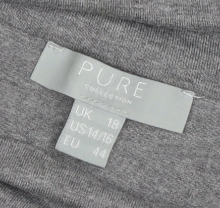 Pure Collection Women's Grey Cowl Neck Top Size 18