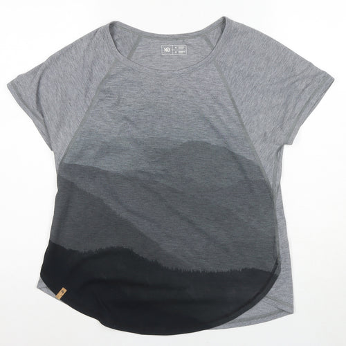 Women's Grey Basic T-Shirt M Activewear Raglan Sleeve