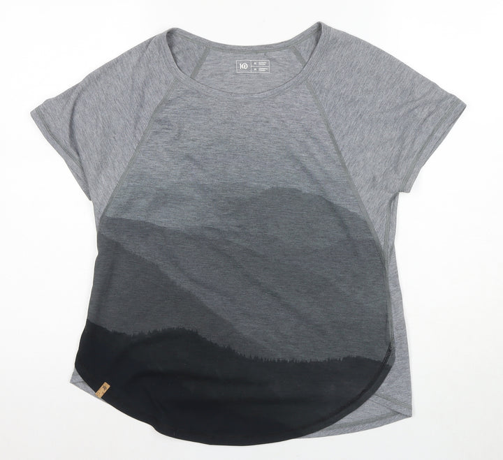 Women's Grey Basic T-Shirt M Activewear Raglan Sleeve