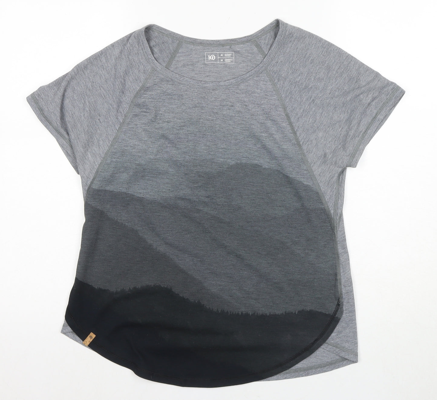 Women's Grey Basic T-Shirt M Activewear Raglan Sleeve