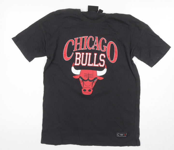 NBA Unisex Black Chicago Bulls T-Shirt 2XS, Sports Style