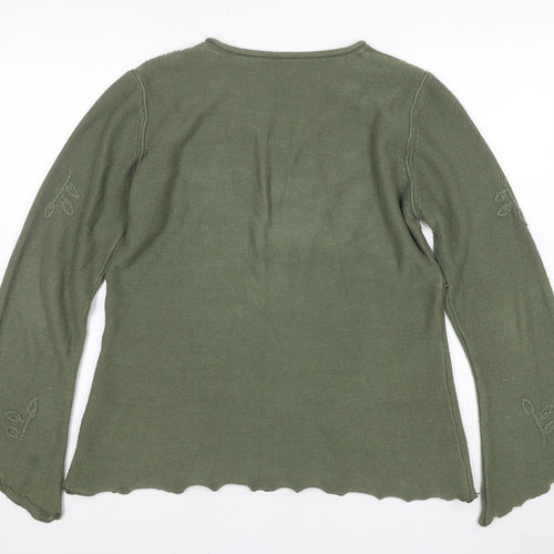Joe Browns Green Floral Embroidered Pullover Jumper Size 14