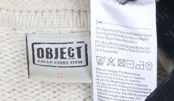 Object Women's Beige Full Zip Jumper, Size S, Casual Knit