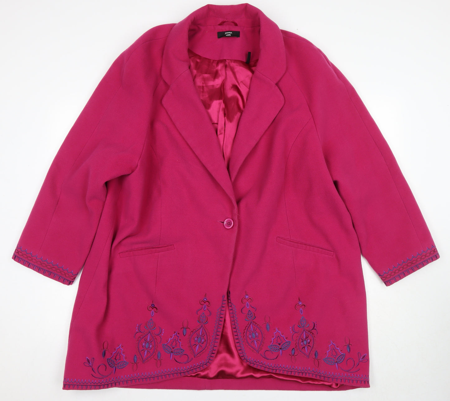 Joanna Hope Women's Pink Embroidered Mid-Length Coat Size 22